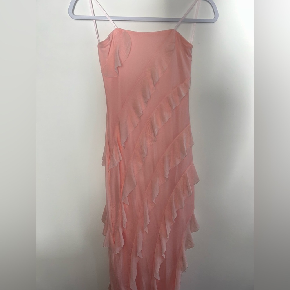 The Vintage Shop Strapless Pink Ruffle Dress